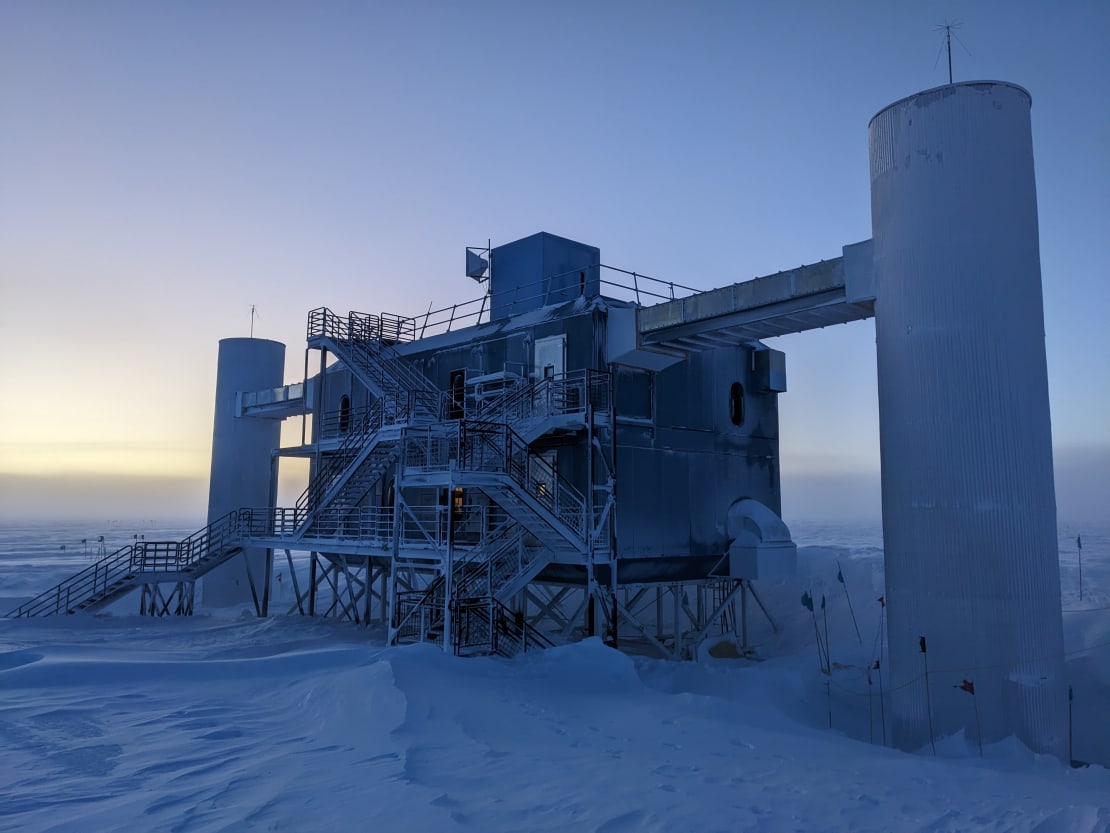 The IceCube Lab at twilight.